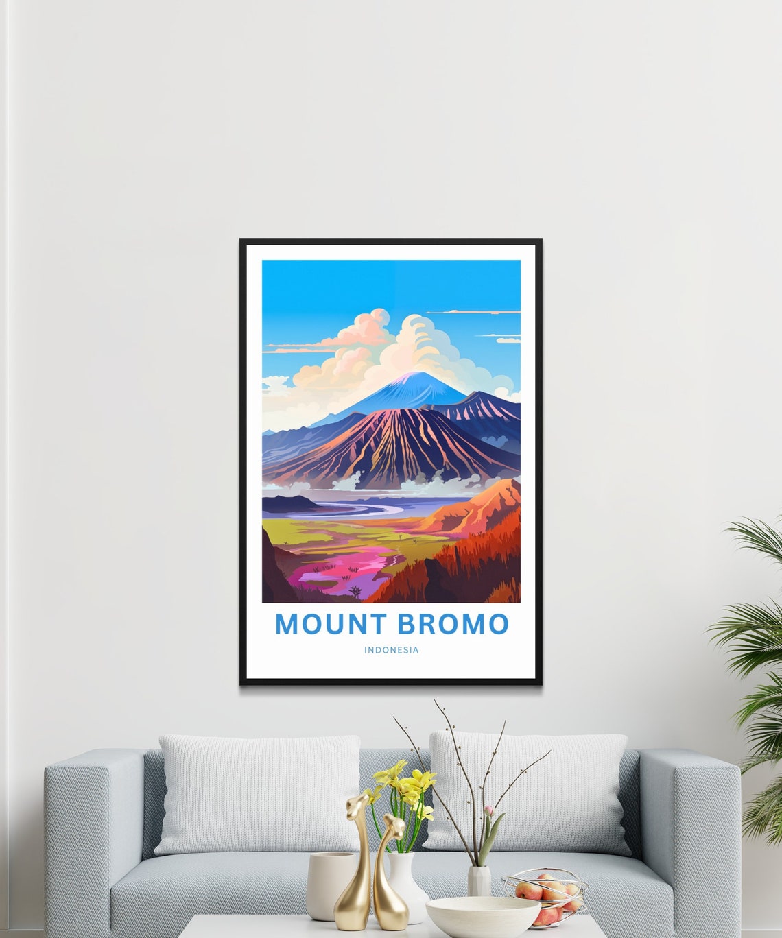 Personalized Mount Bromo Indonesia Daytime Caldera Custom Text Poster - Image 3