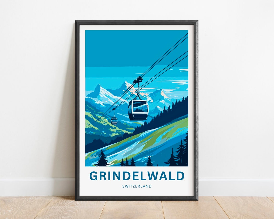 Grindelwald Switzerland Cable Car Gondola Mountain Ride Poster