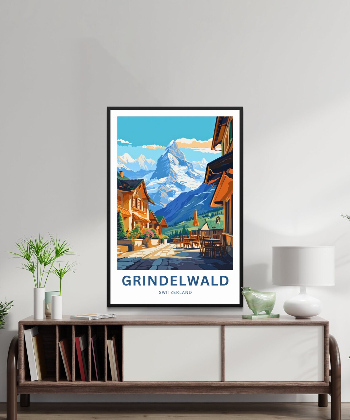 Grindelwald Switzerland Alpine Village Street Vintage Travel Poster - Image 2