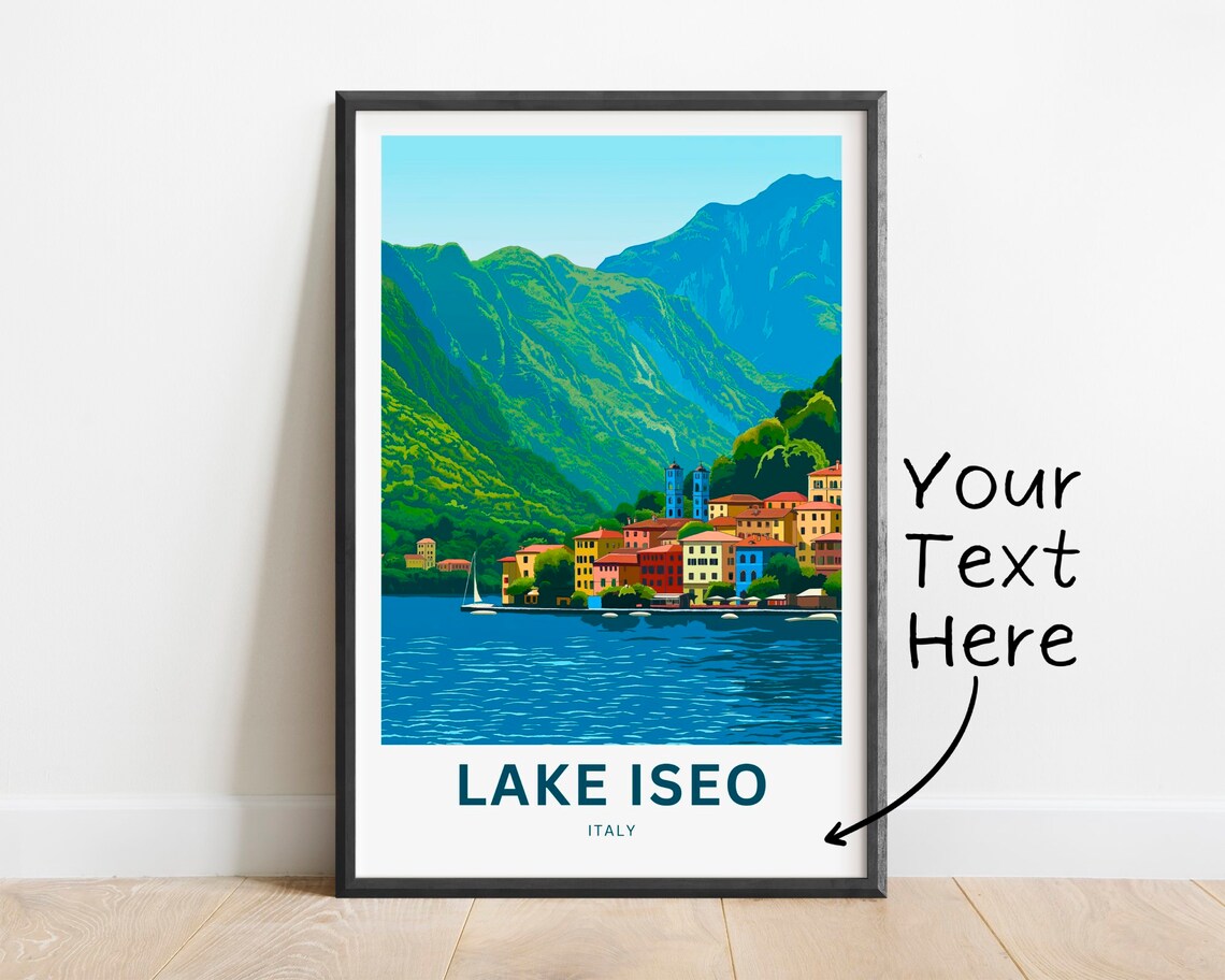 Personalized Lake Iseo Italy Lakeside Village Custom Text Poster