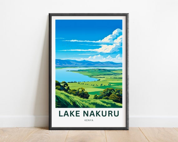 Lake Nakuru Travel Print Lake Nakuru Poster Kenya Wall Art Framed Present Gift Africa Present