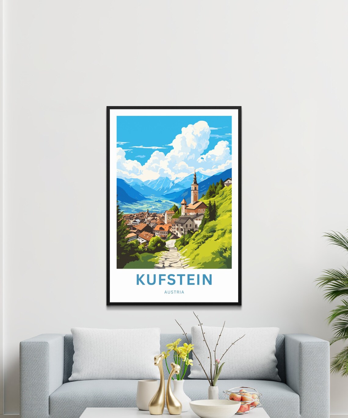 Kufstein Austria Alpine Village Church Mountain View Scene Poster - Image 3