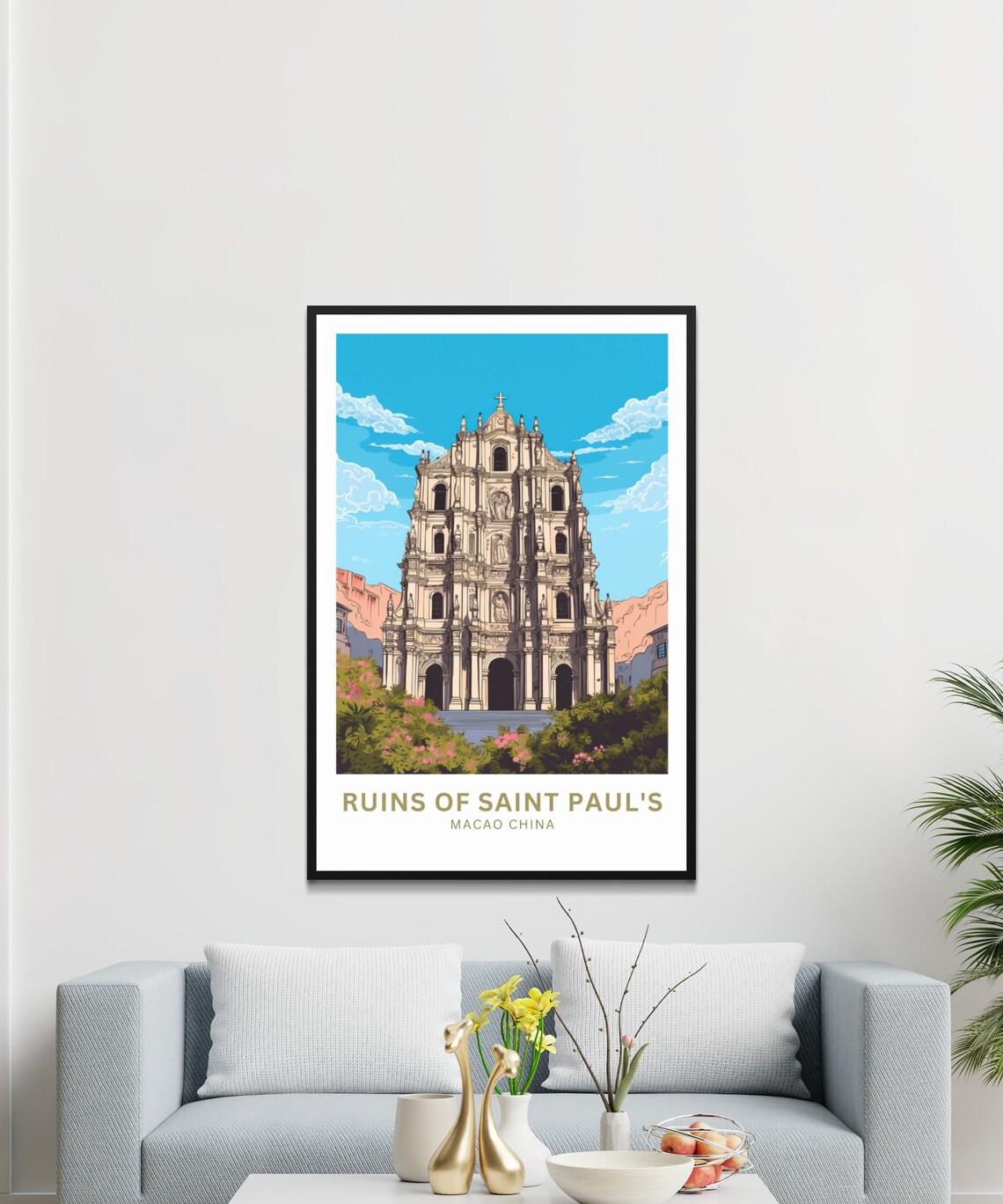 Ruins of Saint Pauls Macao China Baroque Facade Landmark Travel Poster - Image 3