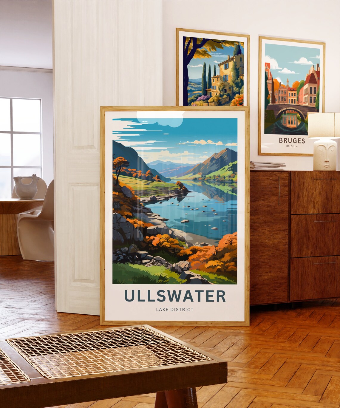 Ullswater Lake District Fell View Autumn Illustrated Travel Poster - Image 5