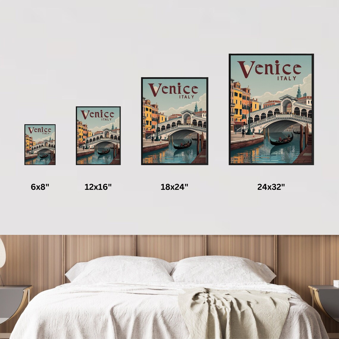 Venice Italy Grand Canal Rialto Bridge Gondolas Retro Travel Poster - Image 4