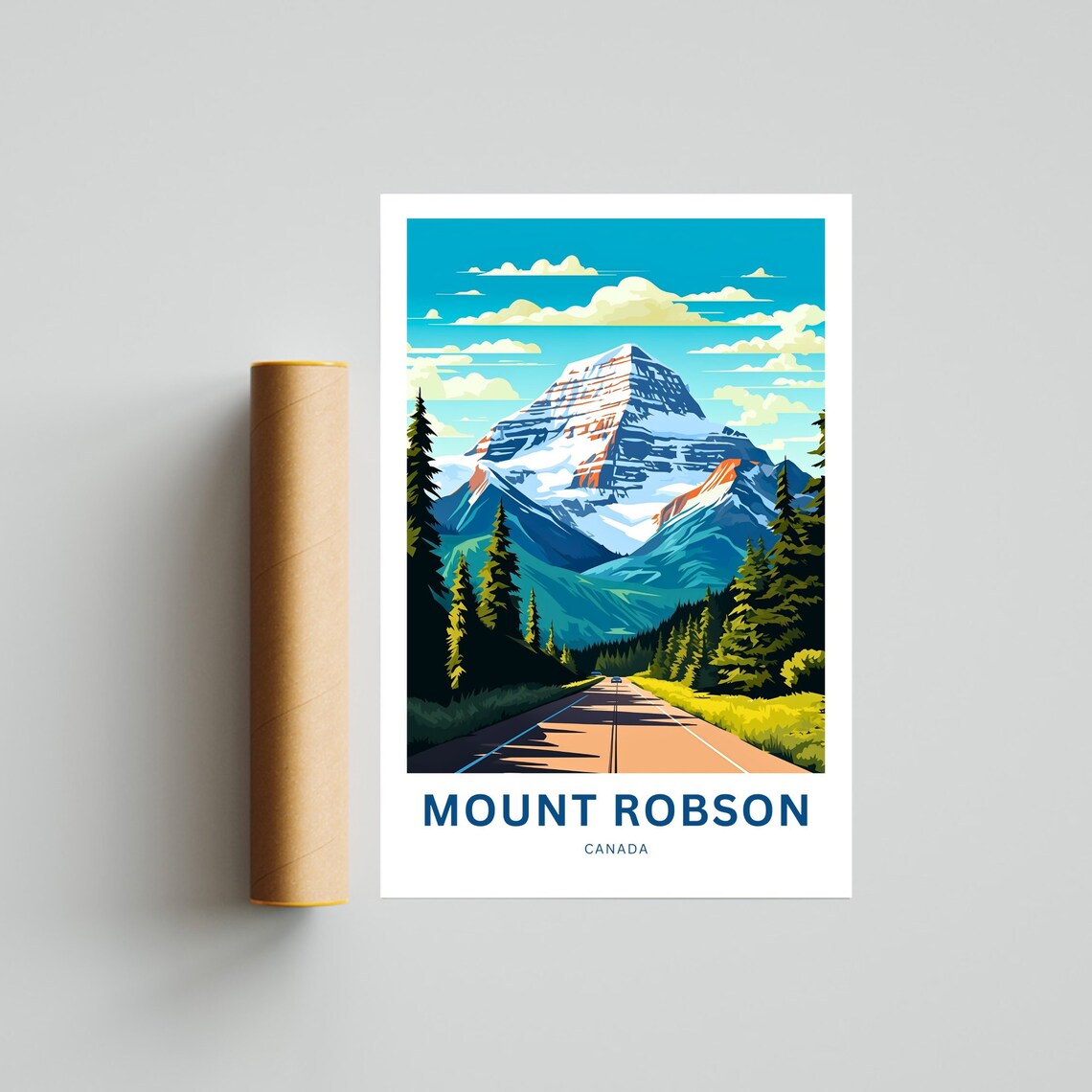 Mount Robson Canada Forest Road To Snowy Peak Scenic Travel Poster - Image 2