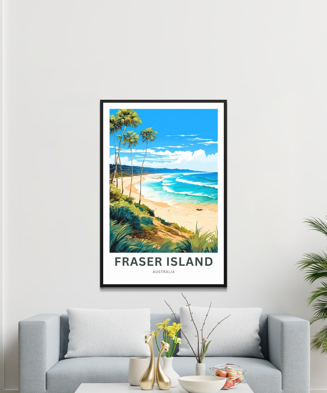Personalized Fraser Island Australia Custom Text Beach Travel Poster - Image 3