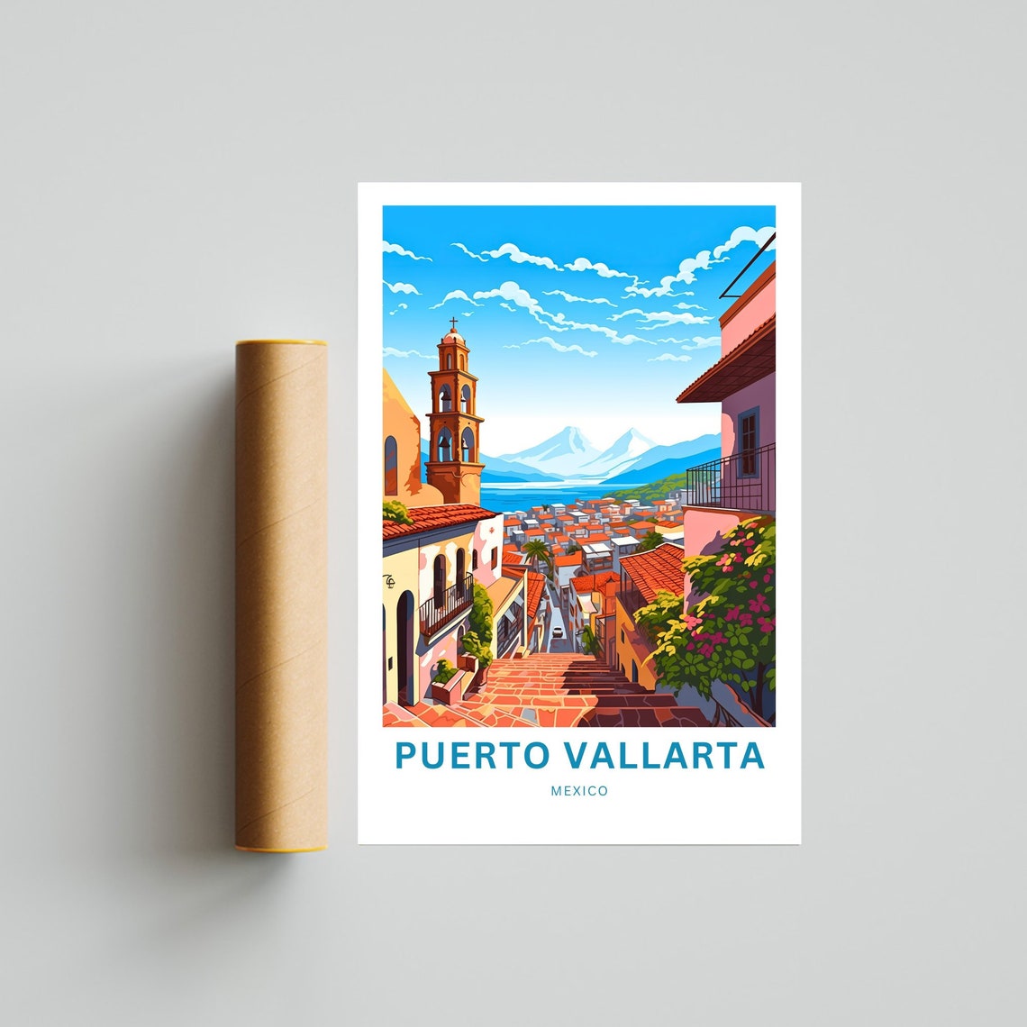 Personalized Puerto Vallarta Travel Print Puerto Vallarta Poster Mexico Wall Art Framed Present Gift Mexico Decor Present - Image 4
