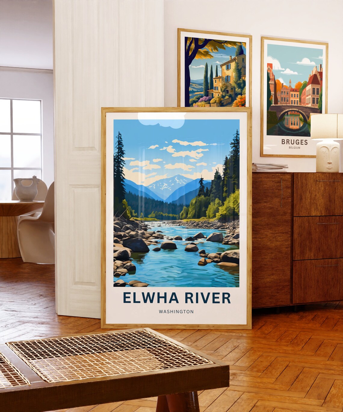 Elwha River Washington Evergreen Forest River Rapids Travel Poster - Image 5