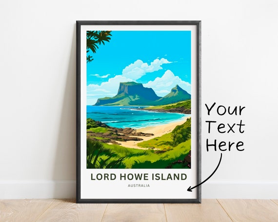 Personalized Lord Howe Island Travel Print Poster Australia Wall Art Framed Gift Decor Present