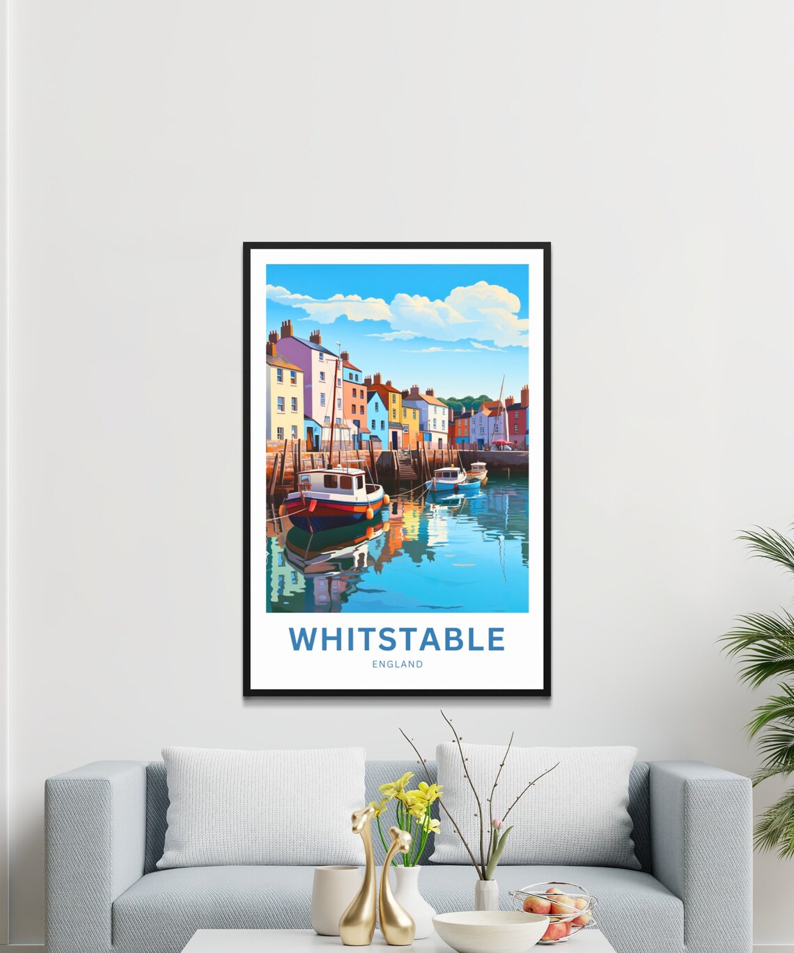 Whitstable England Harbor Boats Scene Personalized Travel Poster - Image 3