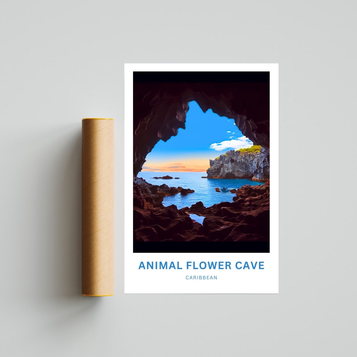 Animal Flower Cave Caribbean Sunset Ocean Cavern Photography Poster - Image 4