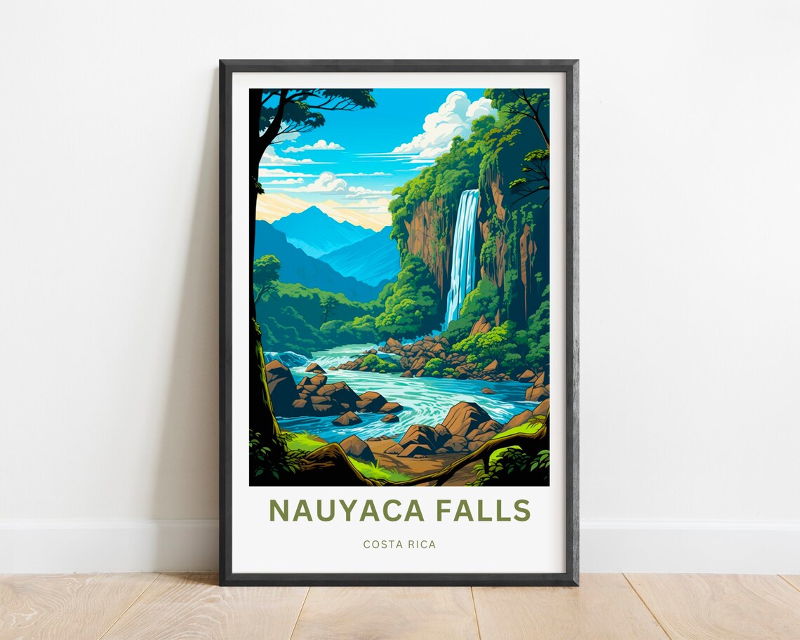 Nauyaca Falls Costa Rica Jungle Waterfall Gorge Travel Poster