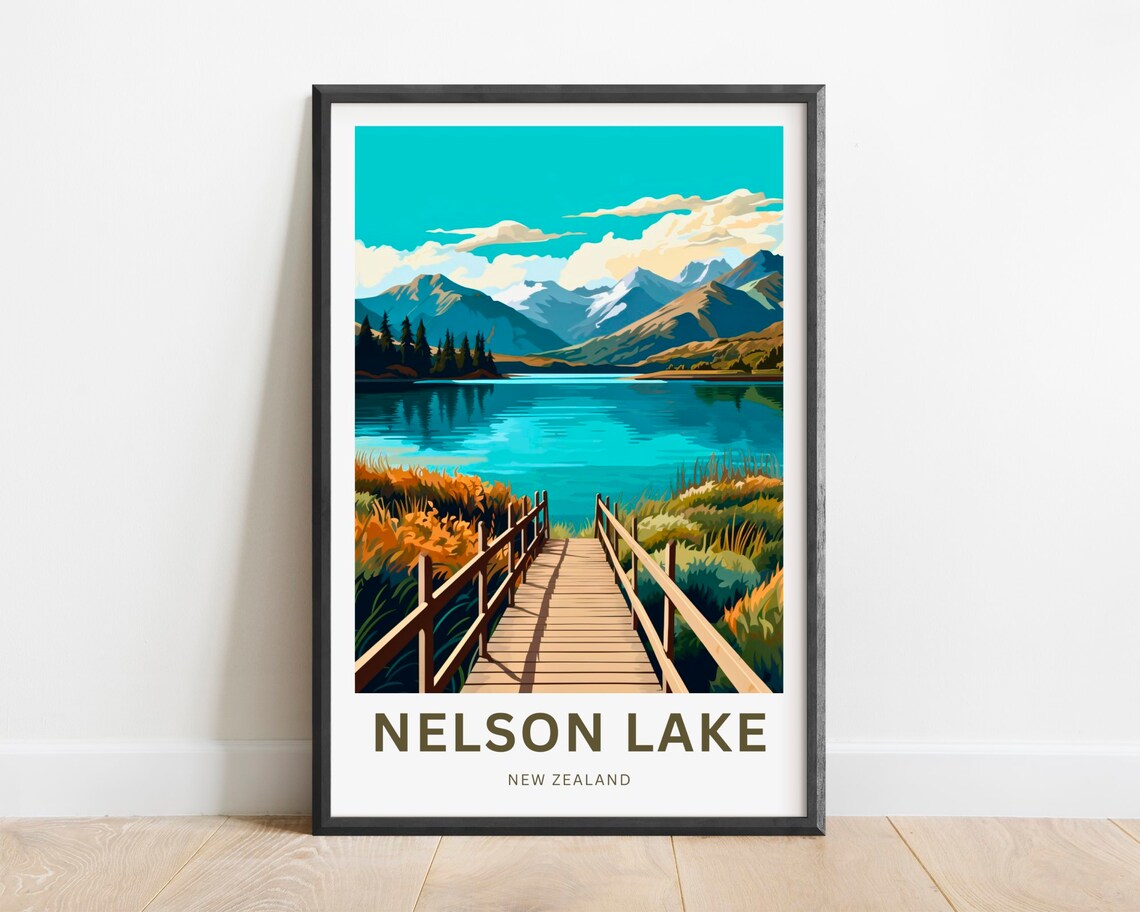Nelson Lake New Zealand Scenic Alpine Boardwalk Travel Poster