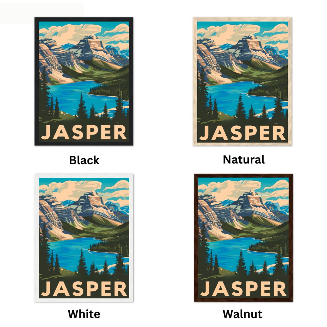 Jasper Canada Vintage Alpine Lake Mountain Peak Forest Poster - Image 4