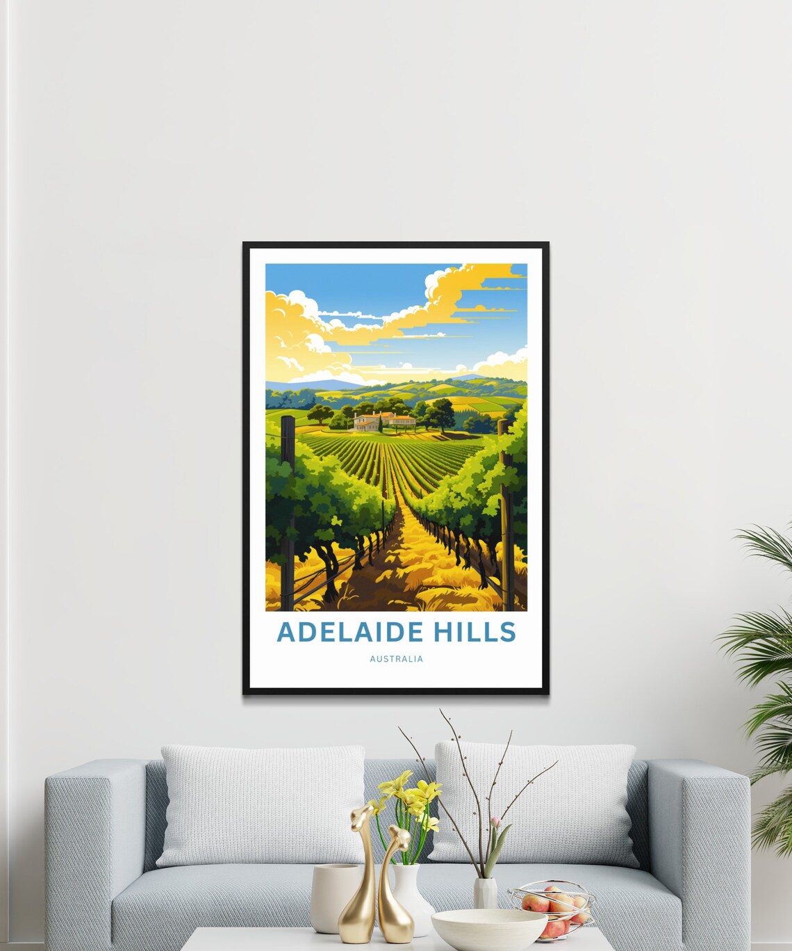 Adelaide Hills Australia Vineyard Sunset Personalized Travel Poster - Image 3