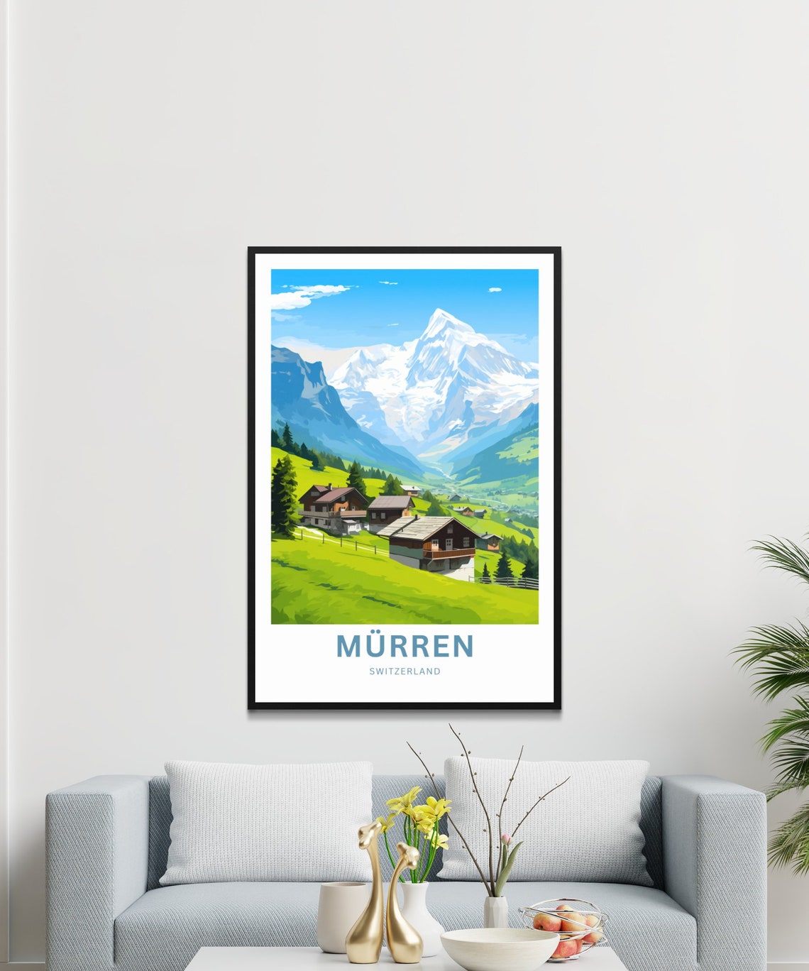 Personalized Murren Switzerland Alpine Meadow Custom Text Poster - Image 3