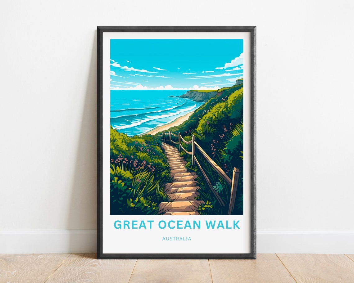 Great Ocean Walk Australia Stone Steps Beach Cove Travel Poster