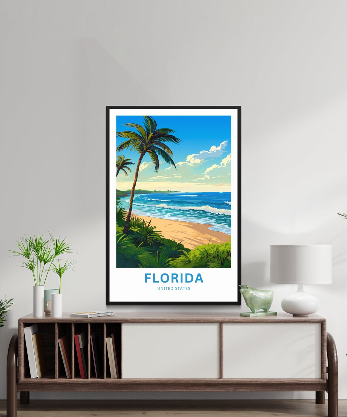 Florida Beach Palm Trees Ocean Tropical Personalized Travel Poster - Image 2
