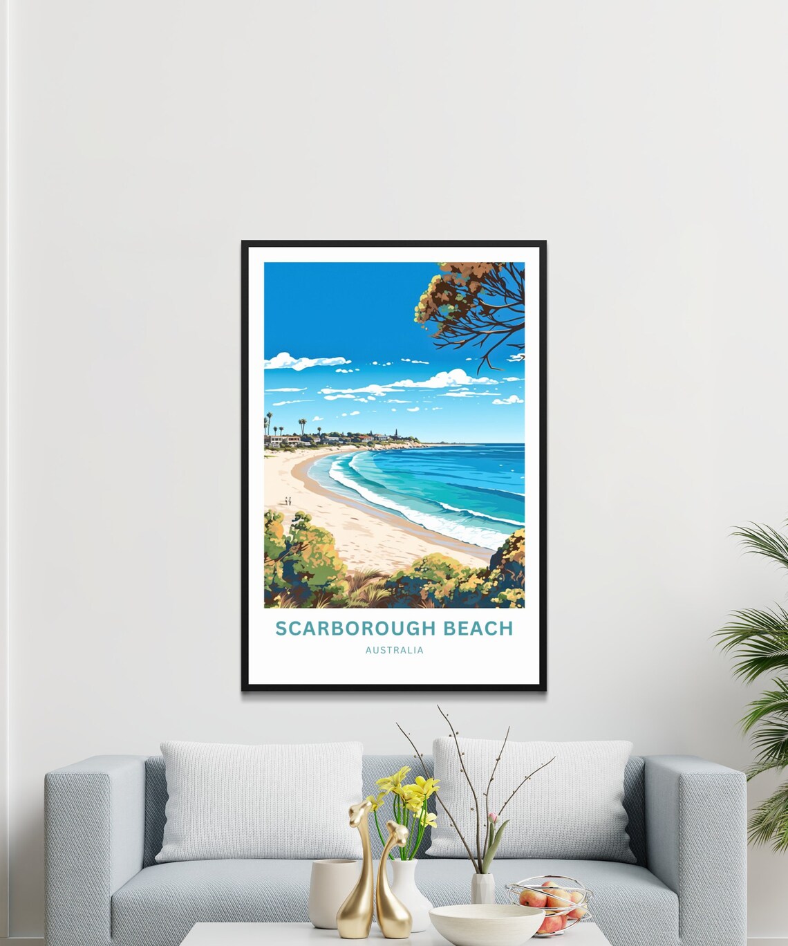 Personalized Scarborough Beach Australia Bay View Travel Poster - Image 2