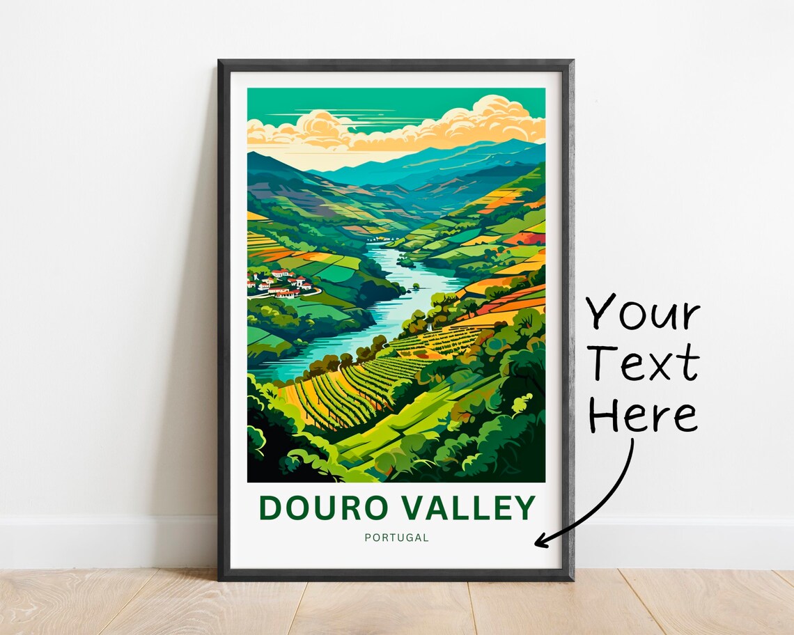 Douro Valley Portugal Green Vineyard Terraces Village Poster