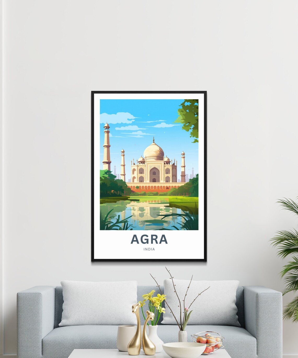 Taj Mahal Agra India Personalized Custom Text Vintage Travel Poster - Image 3