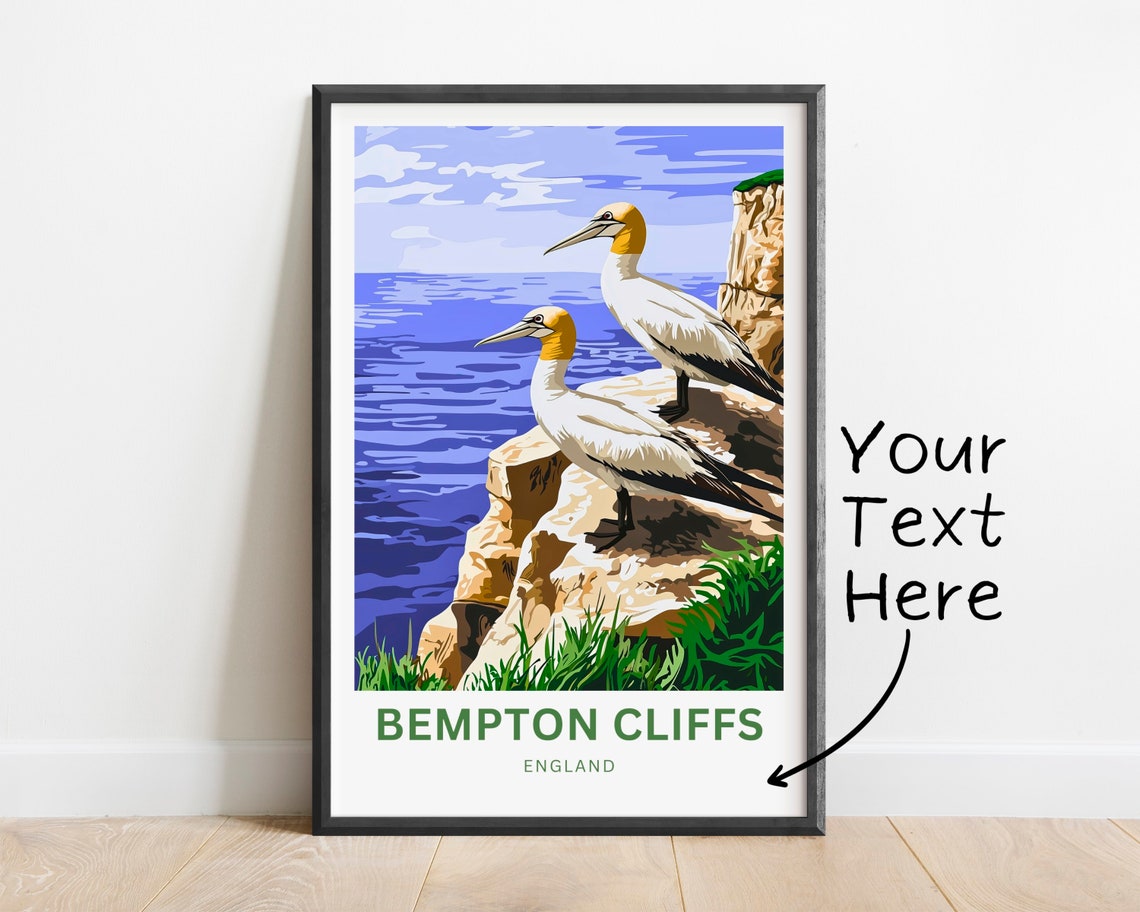 Bempton Cliffs England Gannets on Coastal Rocks Personalized Poster