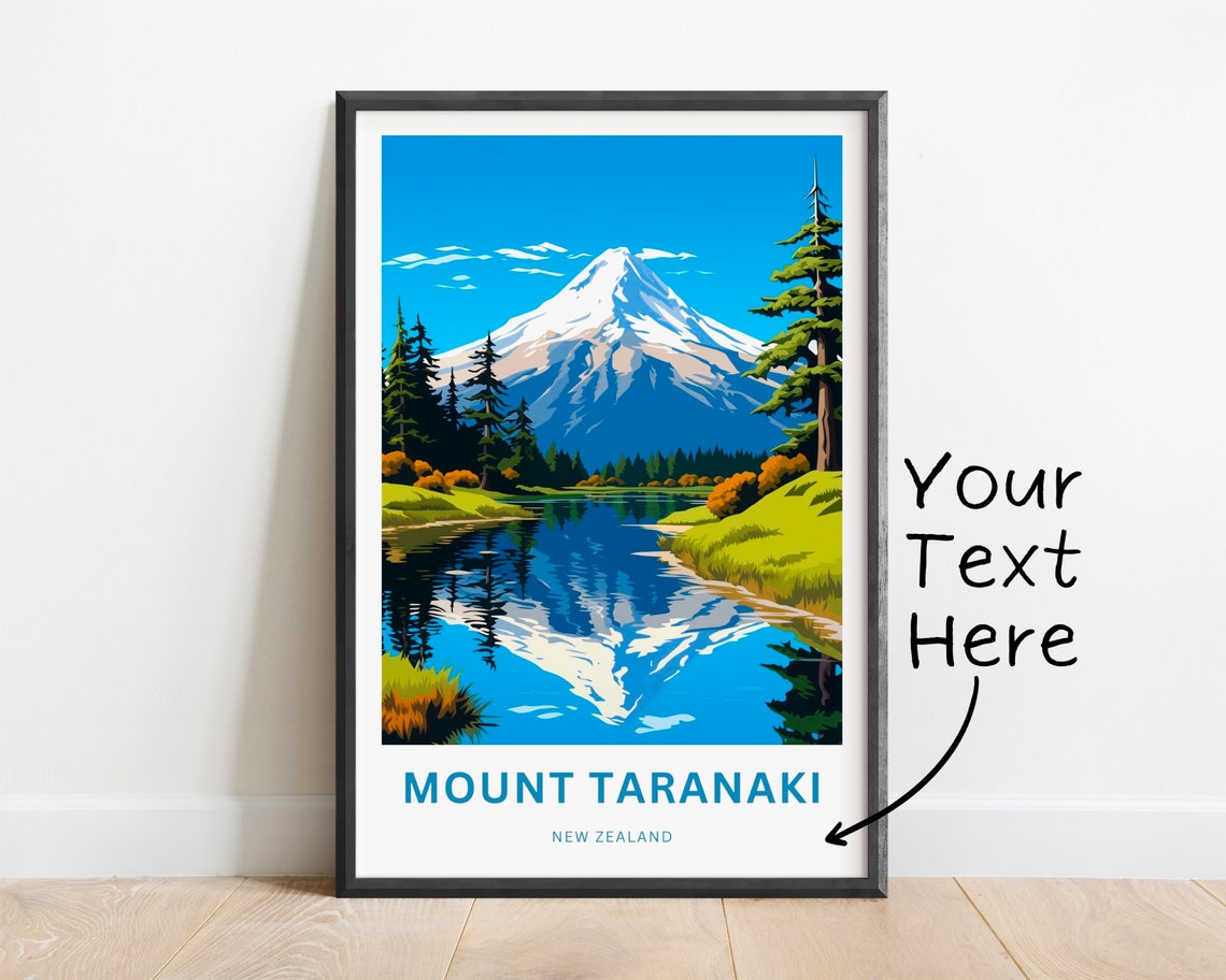 Personalized Mount Taranaki New Zealand Volcano Reflection Poster