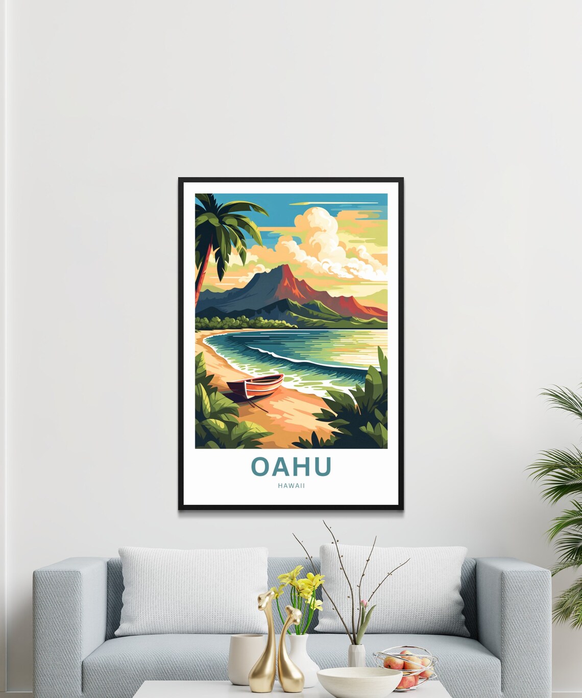 Oahu Hawaii Present Travel Poster - Image 2
