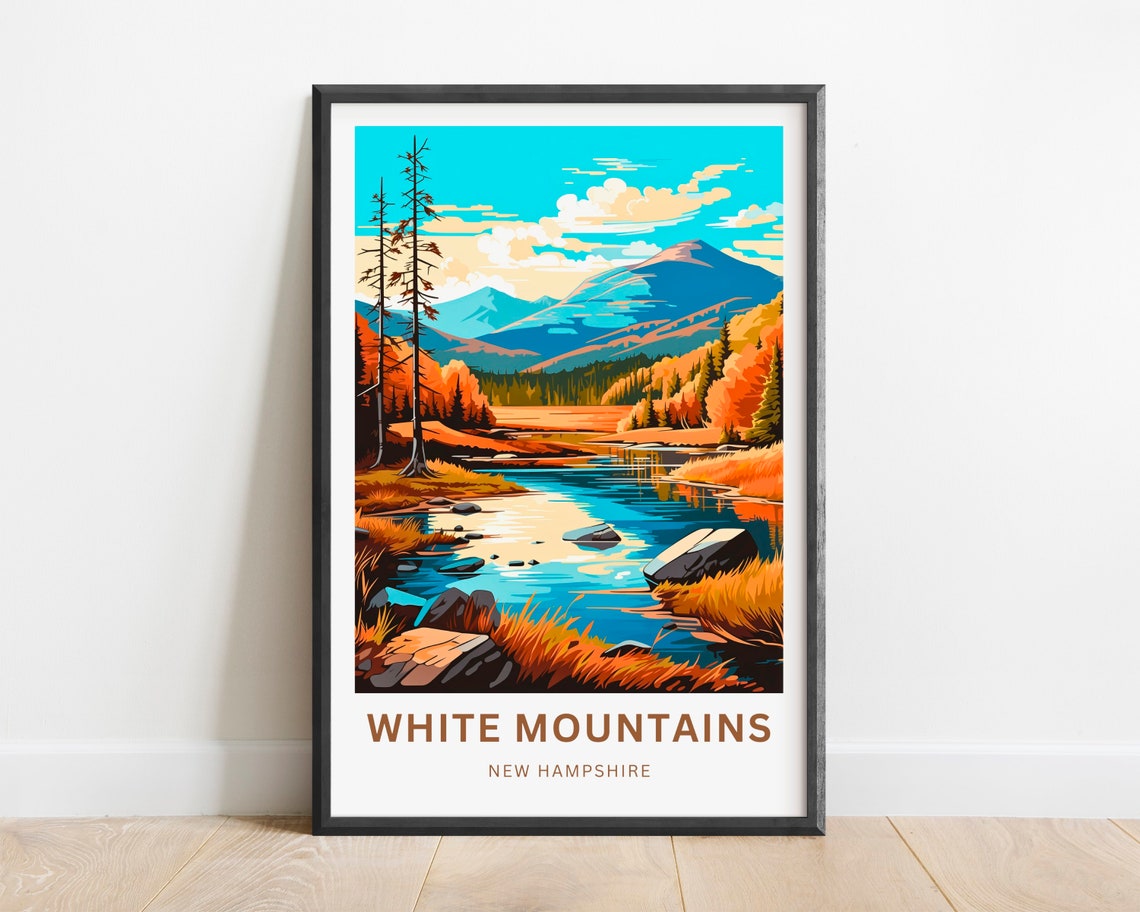 White Mountains Autumn Lake Reflection Personalized Travel Poster - Image 2