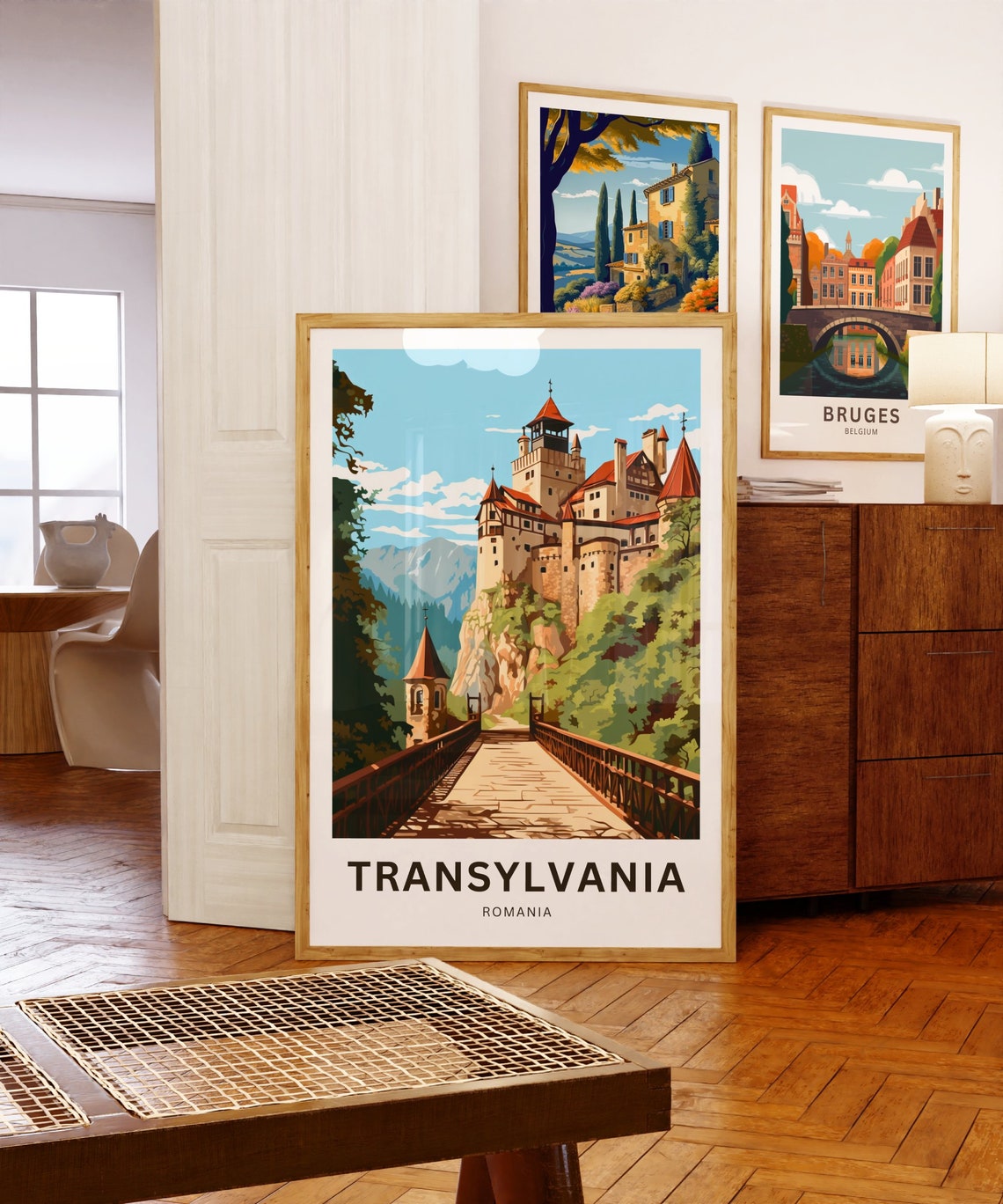 Transylvania Romania Hilltop Castle Retro Style Travel Poster - Image 5