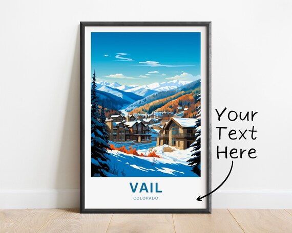 Vail Colorado Alpine Village Snowy Peaks Autumn Travel Poster
