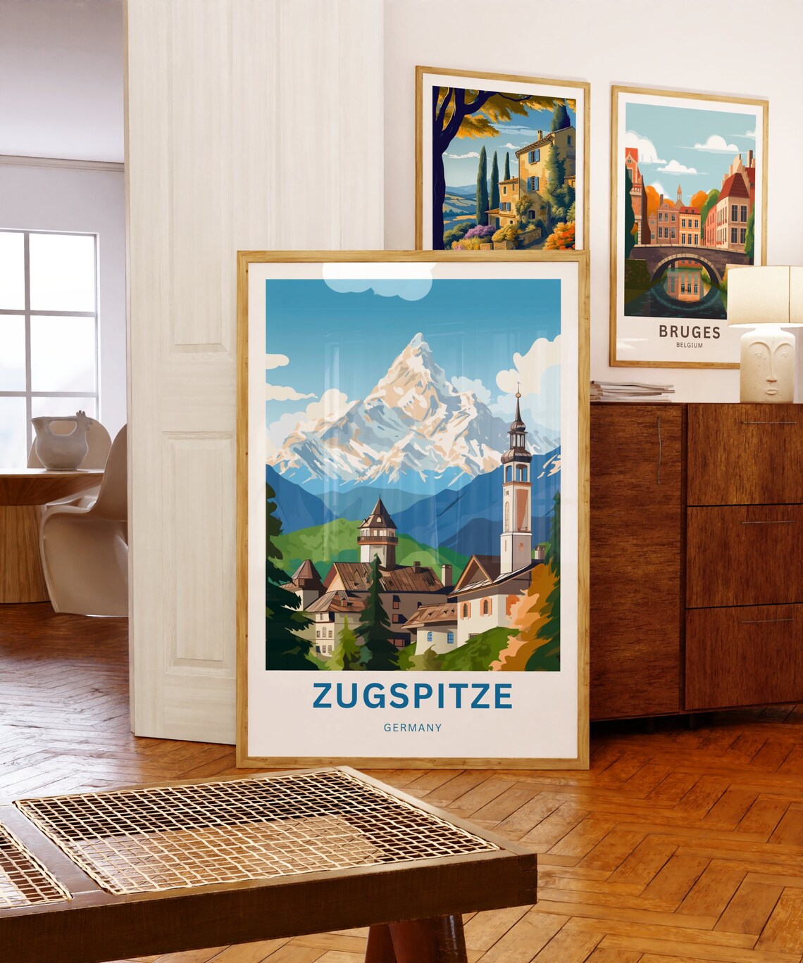 Zugspitze Germany Bavarian Village Towers Snow Custom Art Poster - Image 5