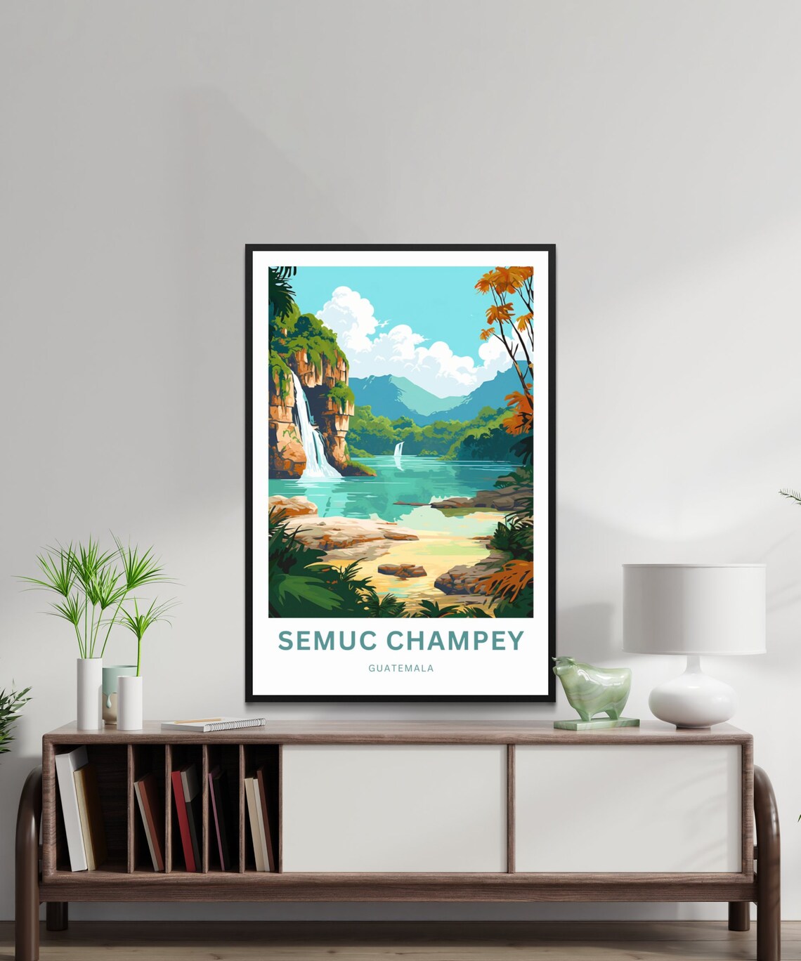 Semuc Champey Guatemala Turquoise Lagoon Waterfall Travel Poster - Image 2