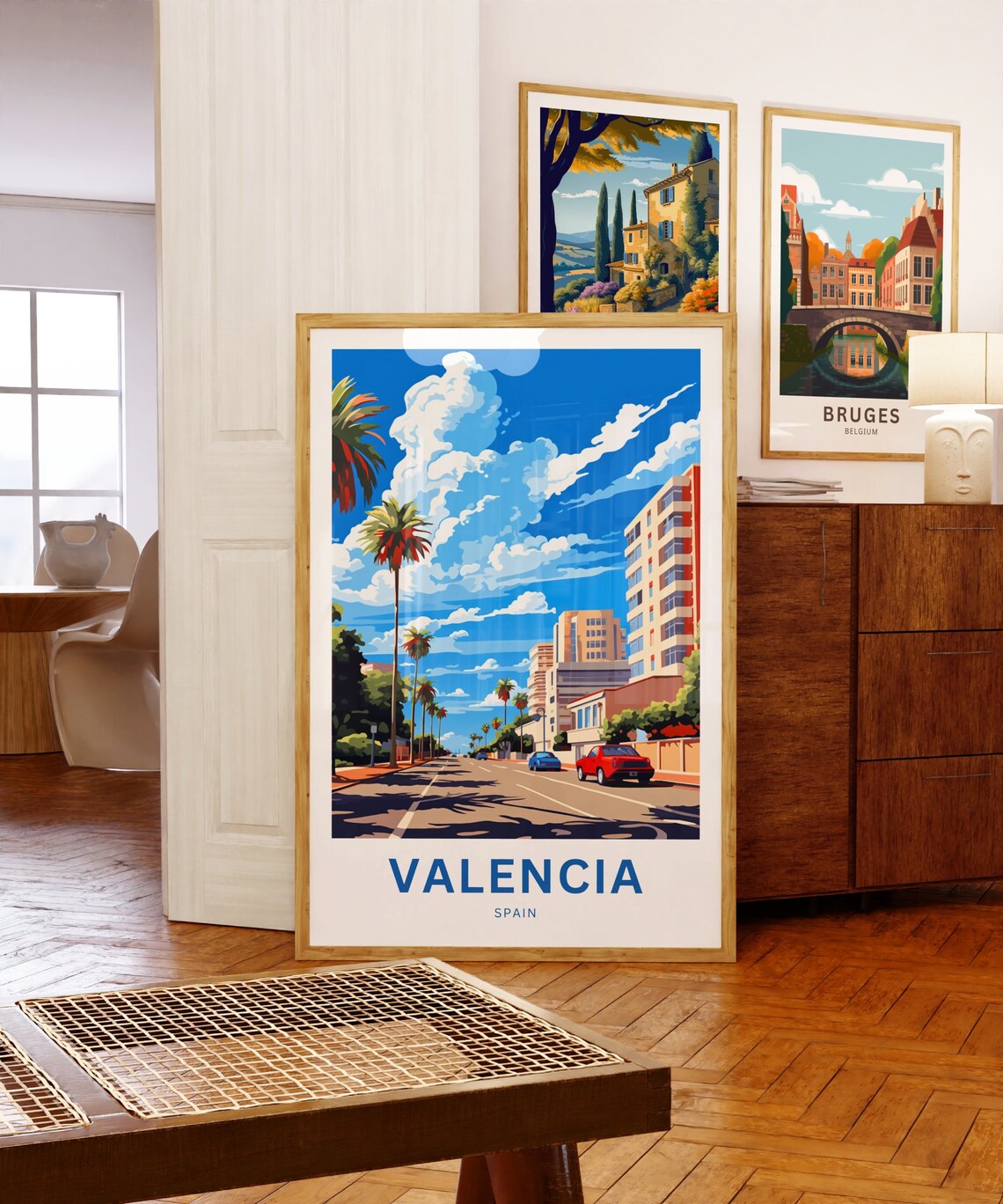 Valencia Spain Mediterranean Palm Avenue Bright Sky Art Poster - Image 5
