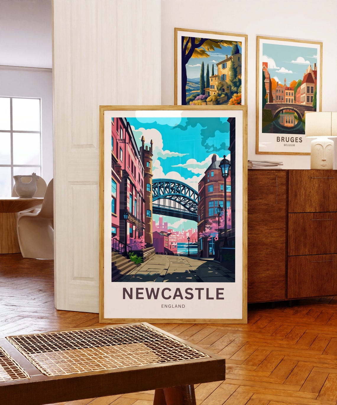 Newcastle England Iconic Tyne Bridge from the Quayside Poster - Image 5