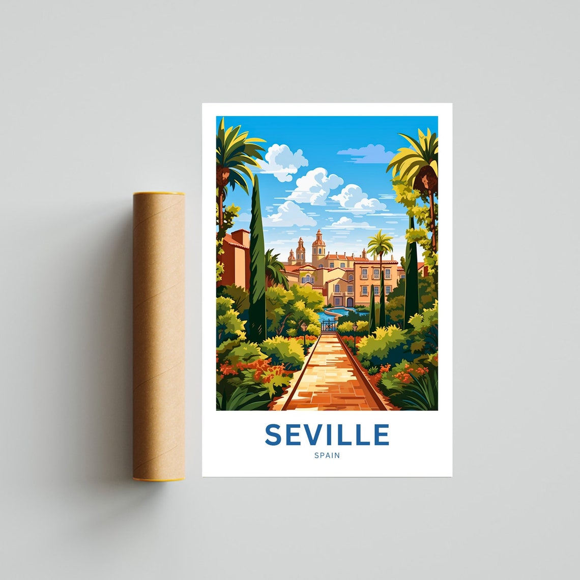 Seville Spain Personalized Lush Garden Palace Courtyard Poster - Image 4