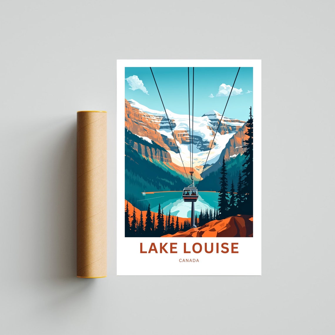 Lake Louise Canada Gondola Over Turquoise Lake Vintage Travel Poster - Image 4