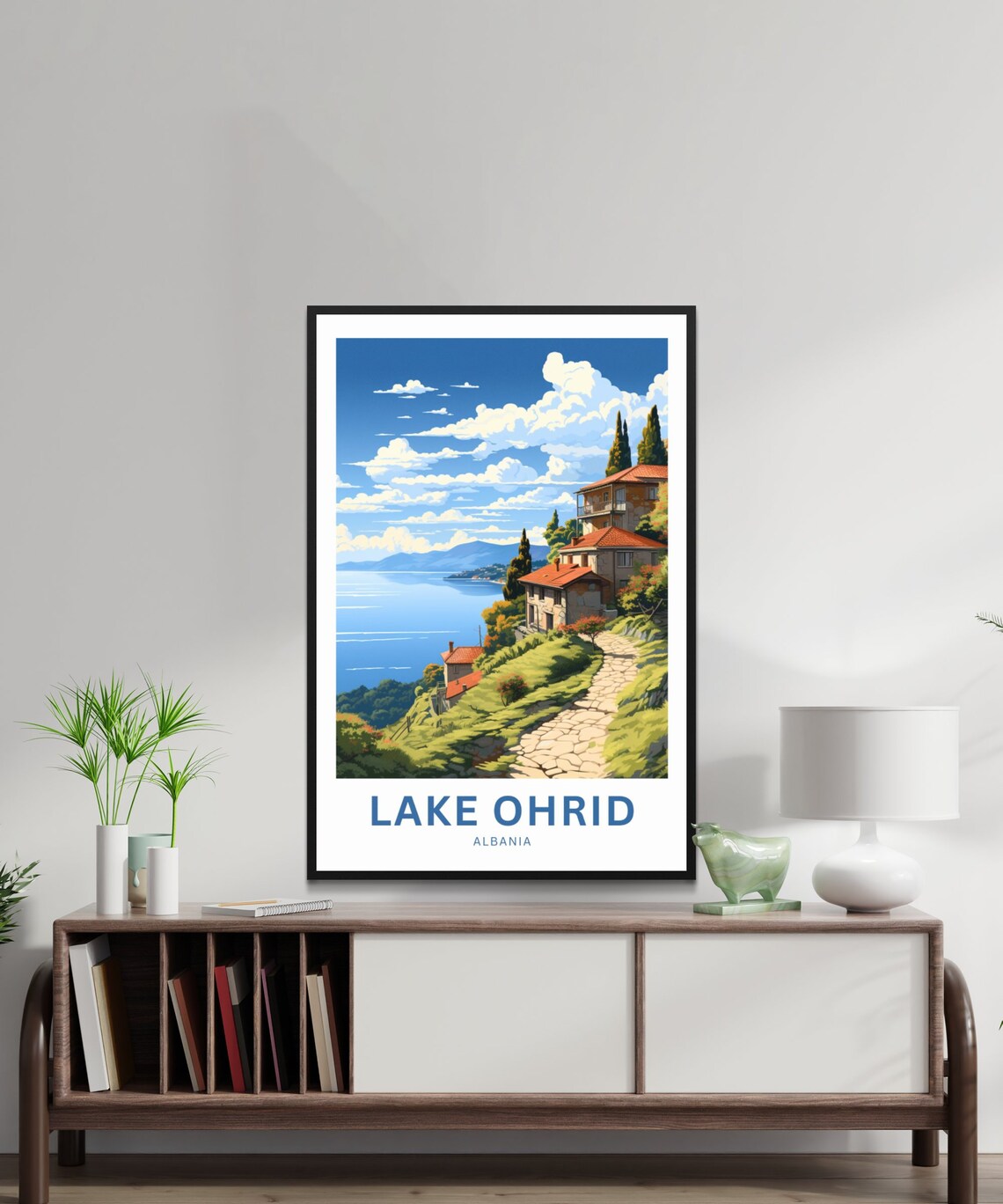 Lake Ohrid Albania Hillside Village Stone Lake Path Travel Poster - Image 2