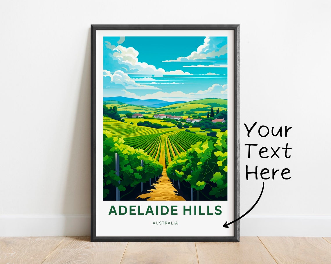 Adelaide Hills Australia Personalized Vineyard Valley Rows Poster