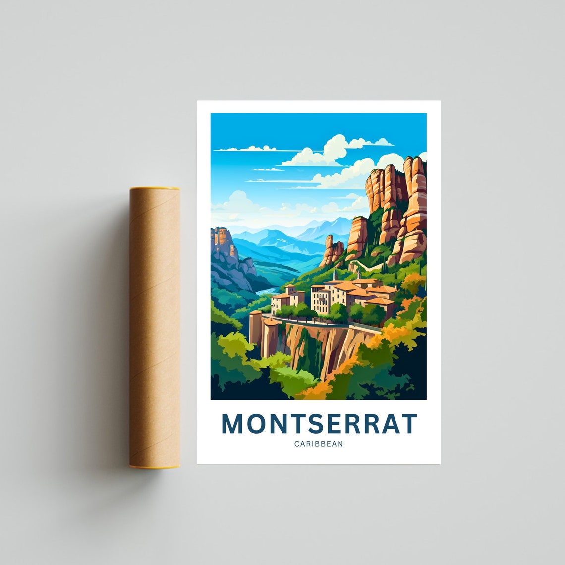 Montserrat Travel Print Montserrat Poster Caribbean Wall Art Framed Present Gift United Kingdom Present - Image 4