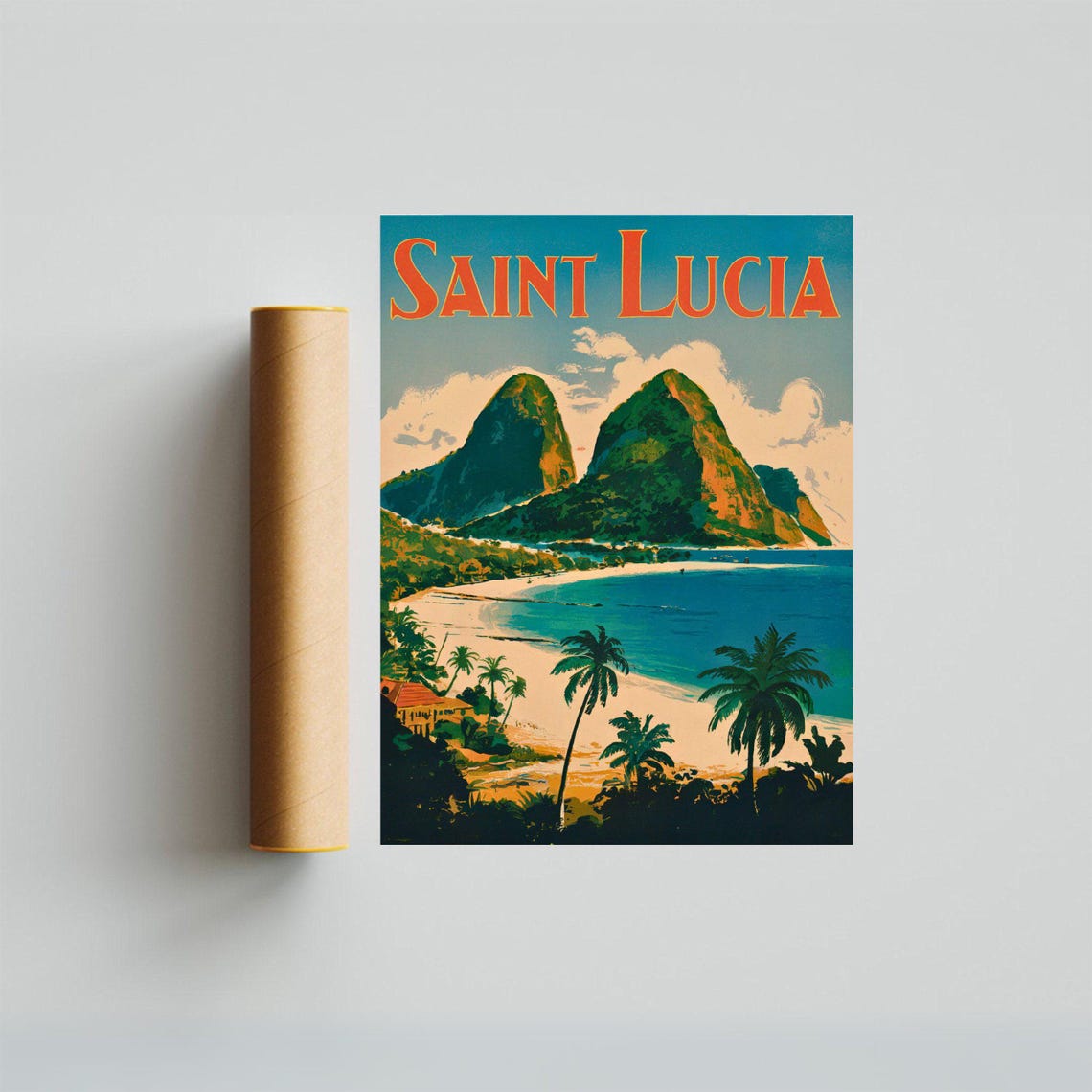 Saint Lucia Vintage Travel Poster Saint Lucia Print Caribbean Wall Art Framed Gift Caribbean Present - Image 2