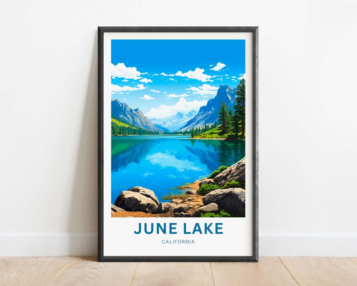 June Lake California Alpine Lake Rocky Shore Mountain View Poster