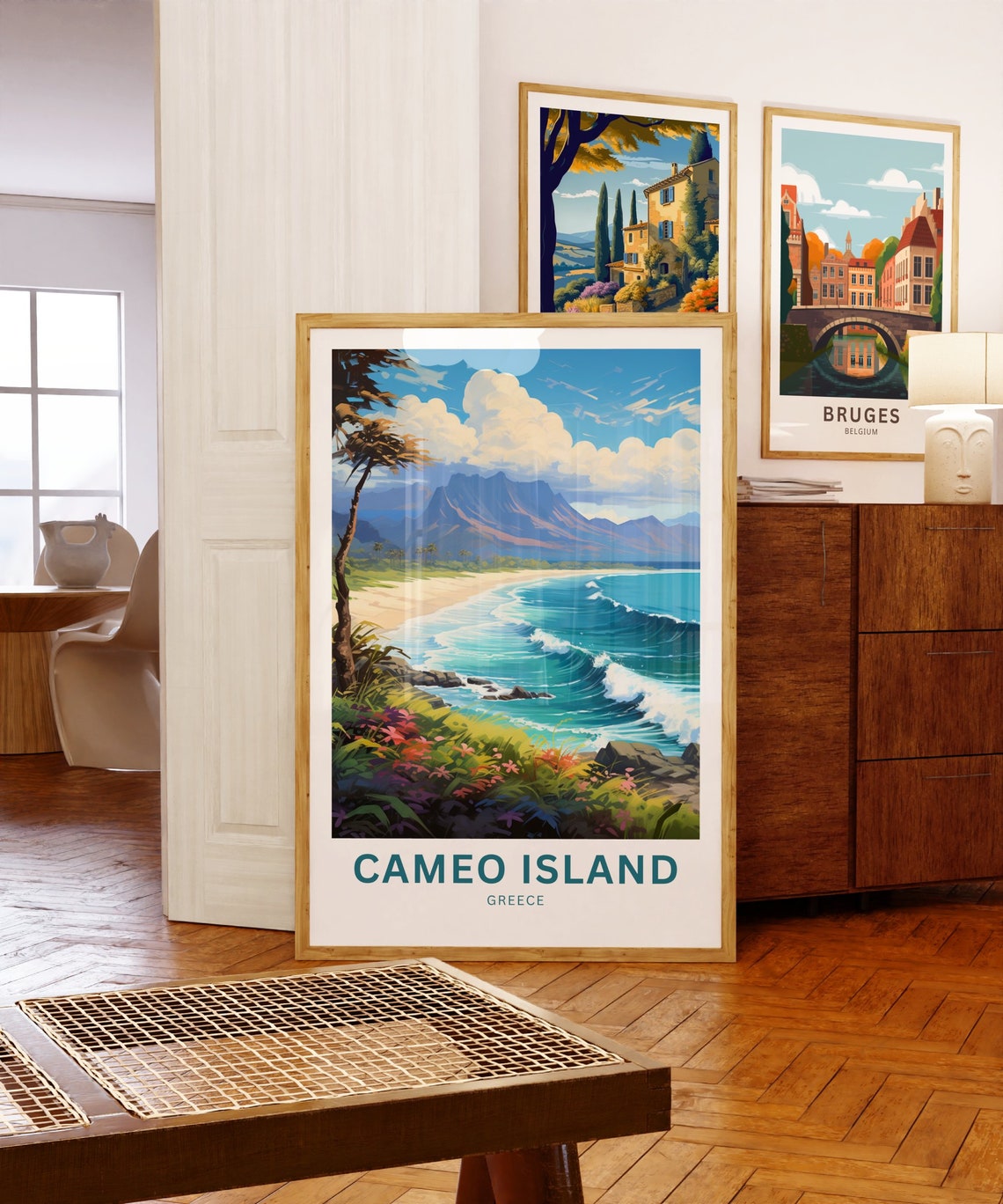 Cameo Island Greece Custom Surf Waves Mountain Coast Art Poster - Image 5