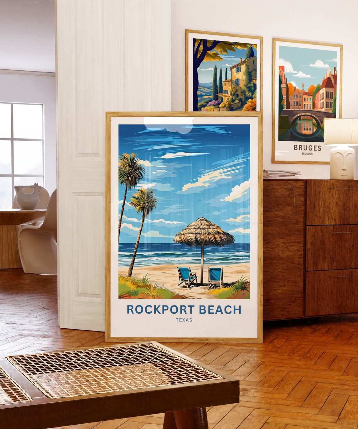 Rockport Beach Texas Palms Beach Umbrella Coastal Travel Poster - Image 5