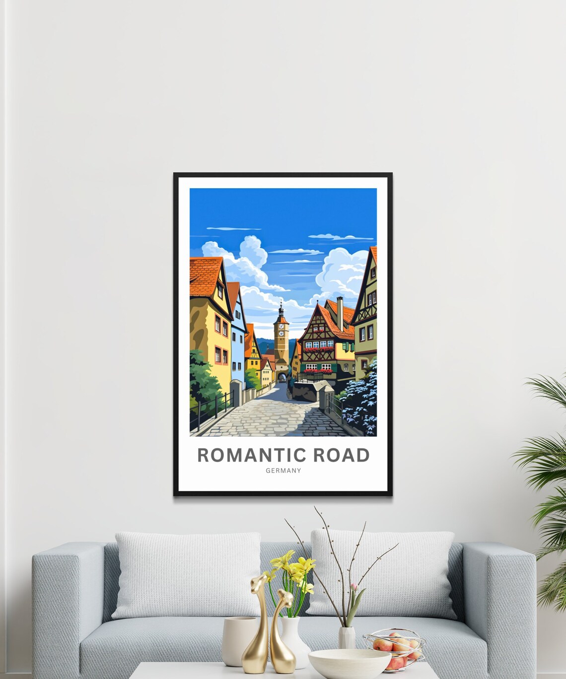 Romantic Road Germany Half Timbered Old Town Vintage Travel Poster - Image 2