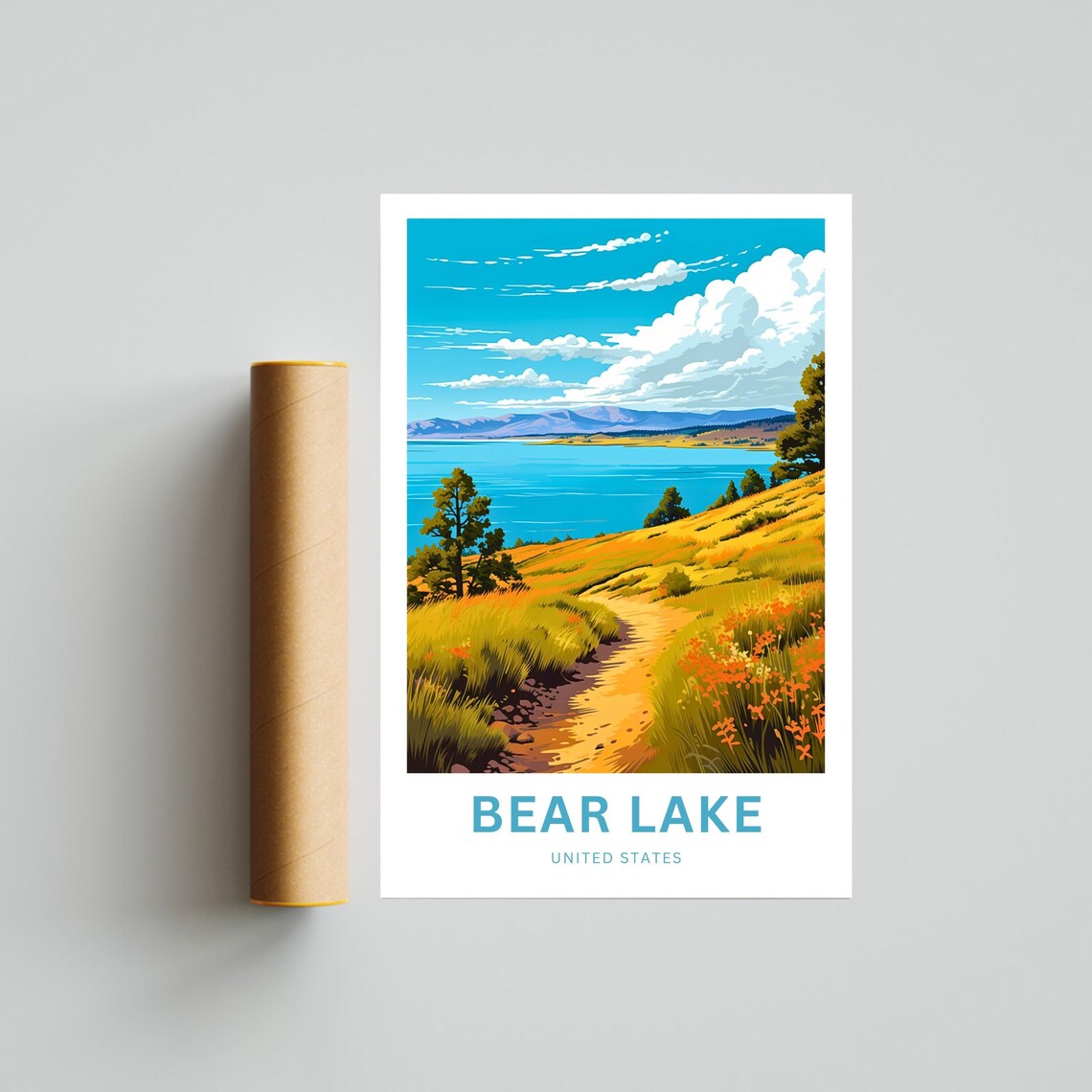 Personalized Bear Lake United States Wildflower Hillside Trail Poster - Image 4