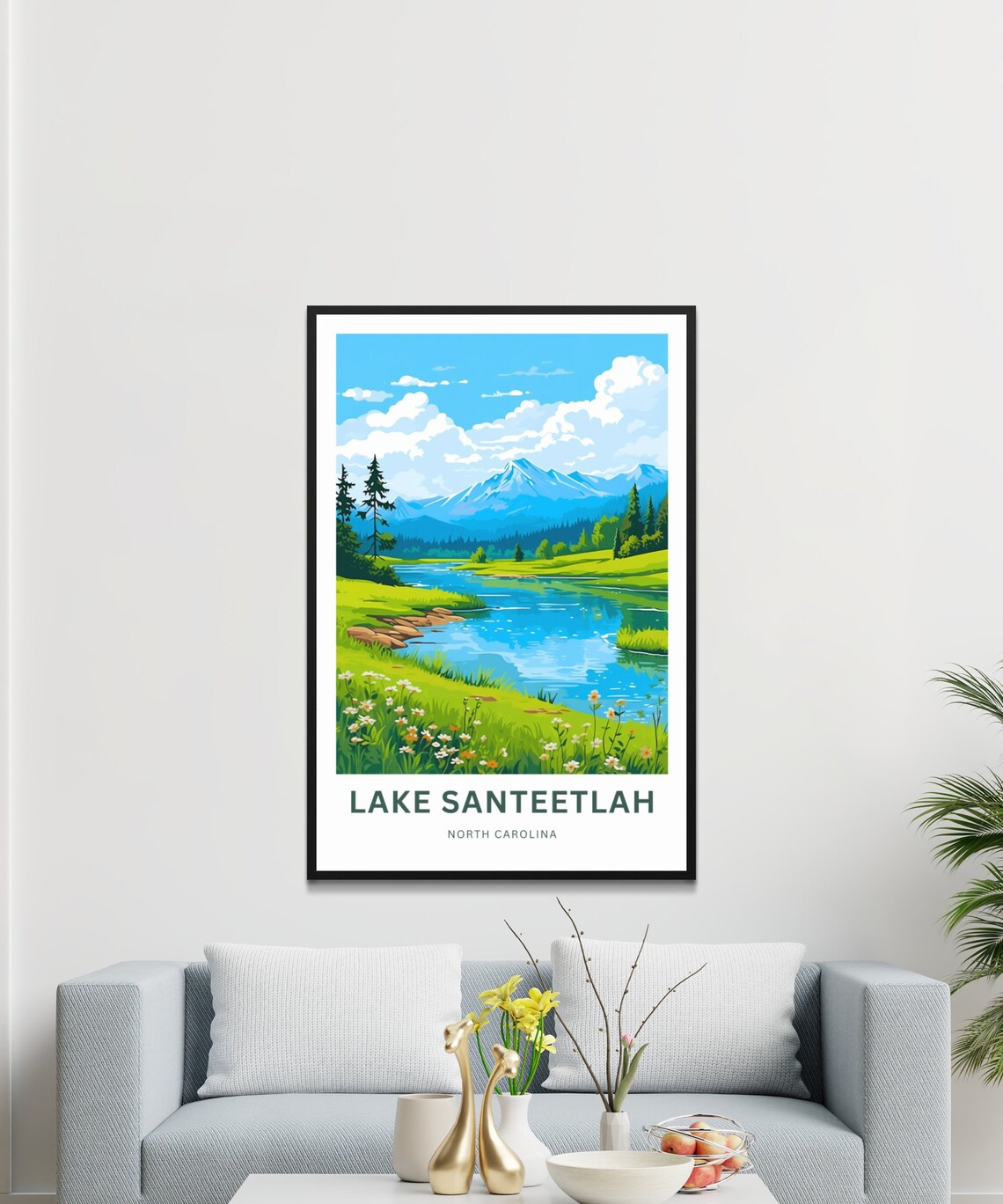 Personalized Lake Santeetlah North Carolina Custom Gift Travel Poster - Image 3