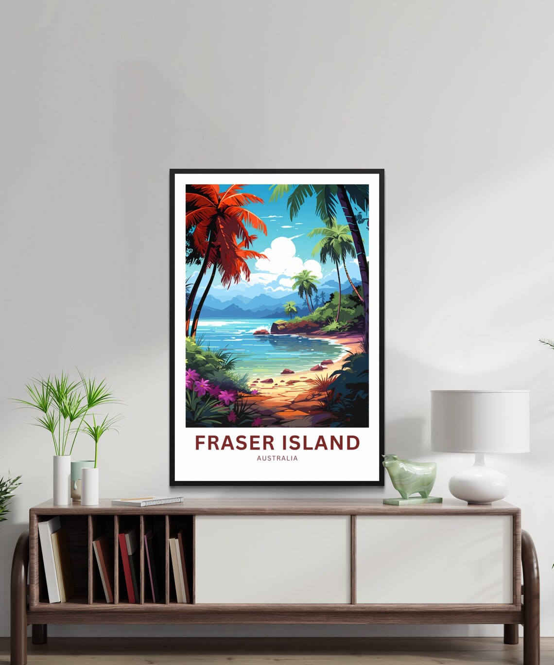 Fraser Island Australia Tropical Cove Palm Trees Beach Poster - Image 2