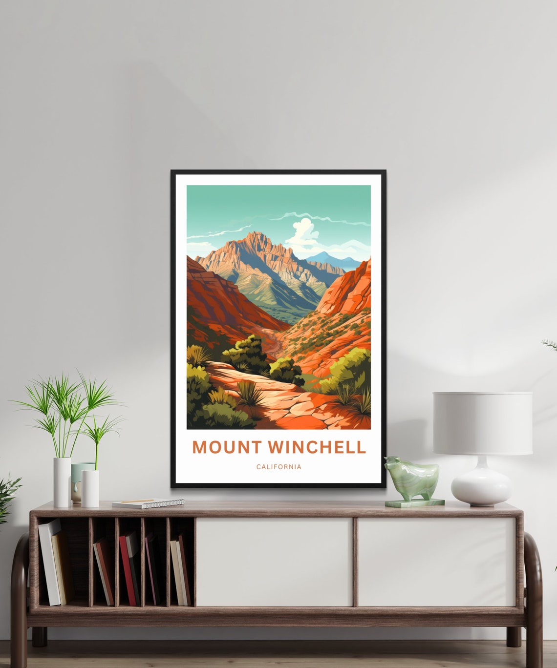 Personalized Mount Winchell California Red Rock Canyon Travel Poster - Image 2